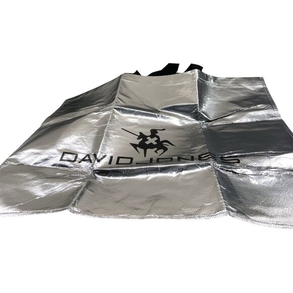 David Jones Glittering Non-Woven Tote Bag Silver Lightweight Eco-Friendly Shoppi - Picture 3 of 6